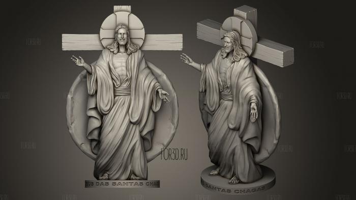 Jesus with cross stl model for CNC